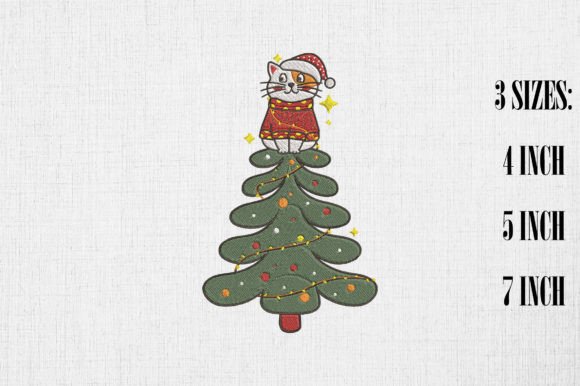 Cat on Top of Christmas Tree