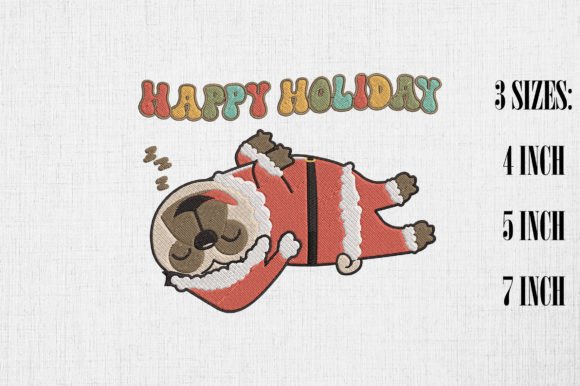 Happy Holiday Lazy Pug Dog Christmas